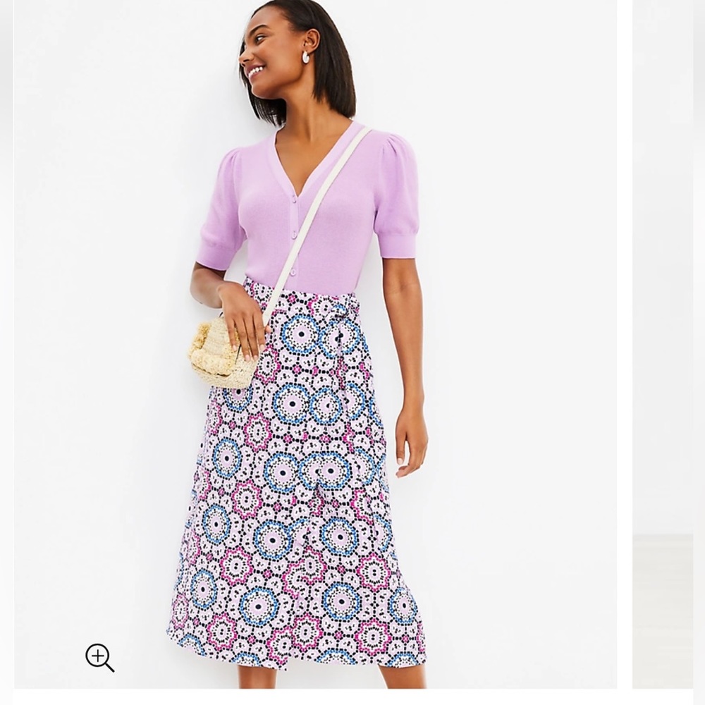 LOFT Mosaic Midi Wrap Skirt - Picture 3 of 15